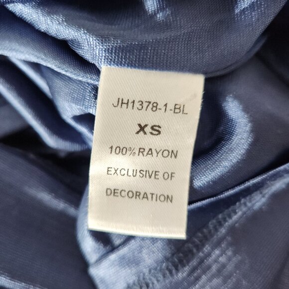 THML Blue White Geometric Print Sleeveless Dress XS Embroidered Trim Lined Boho - Picture 11 of 12